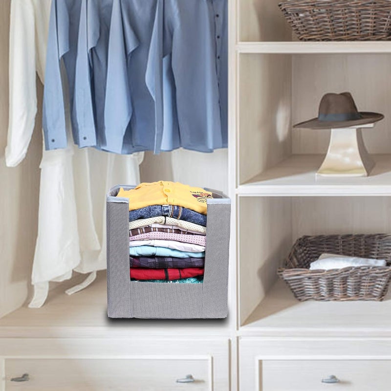 ABBASI Non Woven Shirt Stacker Wardrobe OrganizerCloth Storage Foldable Wardrobecloset Organizer Set pack of 6 Checks - Image 5