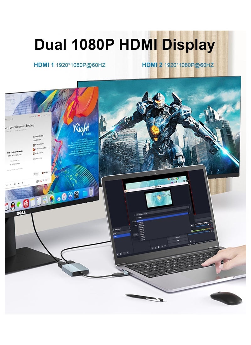 بيوينتي Updated USB 3.0 to Dual HDMI Adapter for Mac and Windows, USB C to HDMI Adapter for Two Monitors, 1080p Dual Monitor Splitter, Extended Display with Three Separate Screens  - Image 5