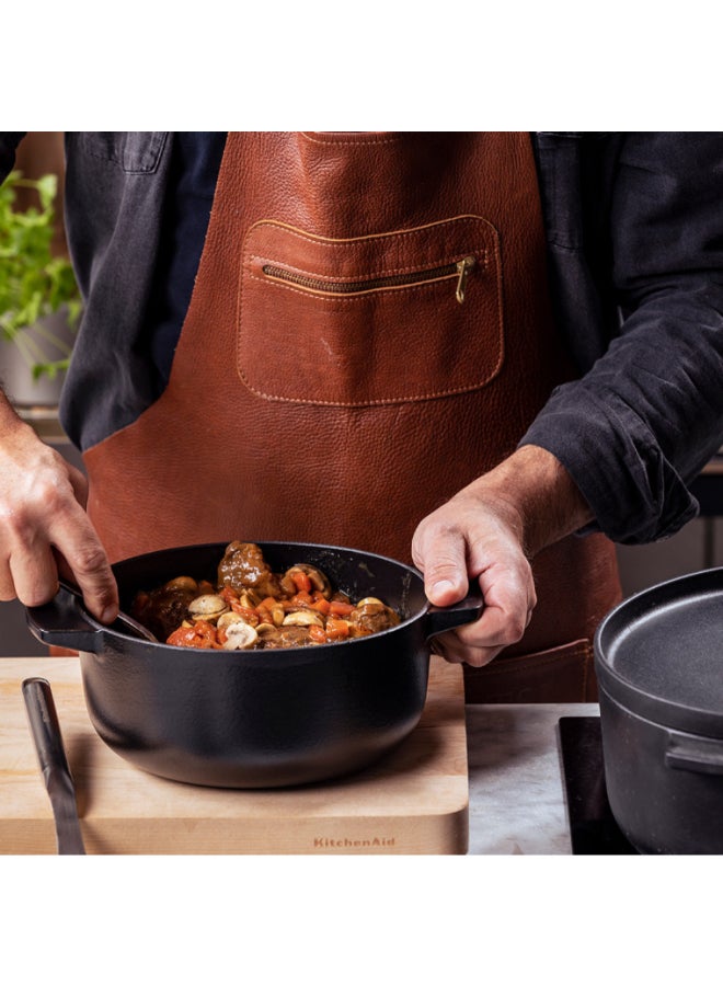 KitchenAid Cast Iron Round Casserole with Lid Matte Black 22cm CC004899-001 - Image 5