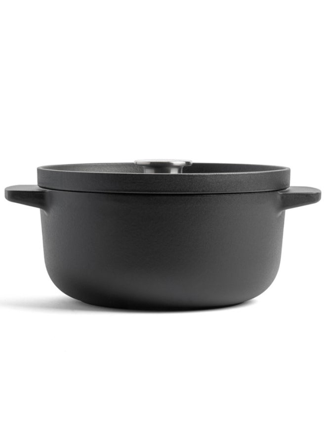 KitchenAid Cast Iron Round Casserole with Lid Matte Black 22cm CC004899-001 - Image 2