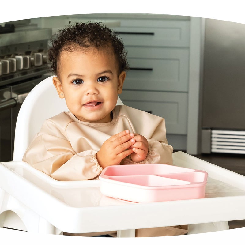 Tiny Twinkle Silicone Suction Baby Plate, Suction Grip Divided Dish for First Foods and Self-Feeding Toddlers, Baby Led Weaning Supplies for Independent Eating (Rose Plate with Lid) - Image 4