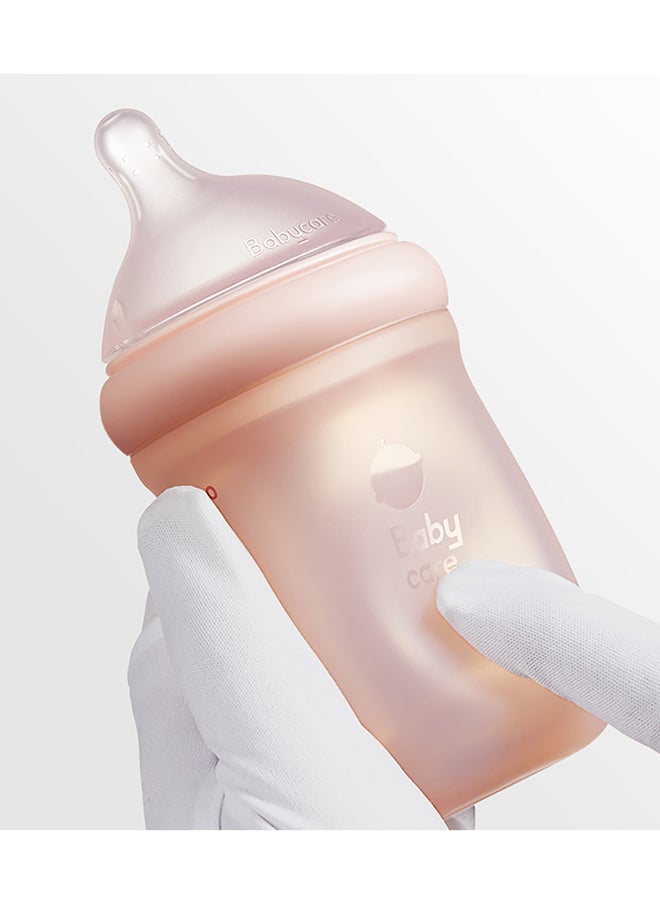 Babycare - Babycare - Nopayon Pro Bottle, Pink, 160 ml, Small Flow, BPA-Free, Anti-Colic Design, Non-Toxic, Leak-Proof, Soft Silicone Nipple, Easy to Clean, Safe for Babies, Ideal for Feeding Transition - Image 1