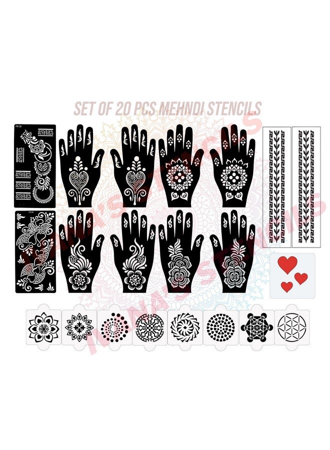 Ivana's Set of 20 Pcs Combo Pack, Reusable Stencil for Mahandi Design Latest Mehandi Design Stencils for Girls, Women, Kids & Teen, D-2382 - Image 1
