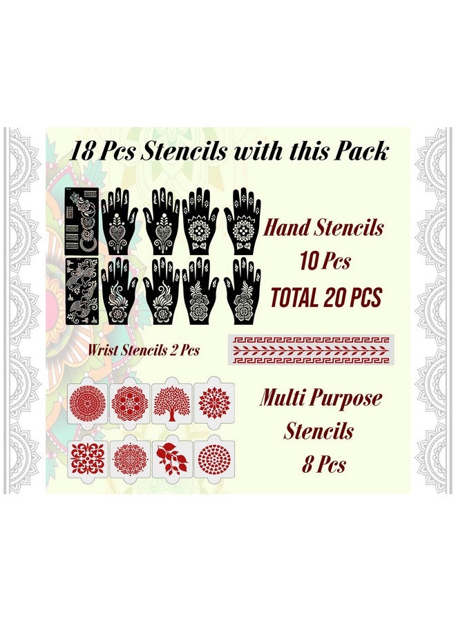Ivana's Set of 20 Pcs Combo Pack, Reusable Stencil for Mahandi Design Latest Mehandi Design Stencils for Girls, Women, Kids & Teen, D-2382 - Image 4