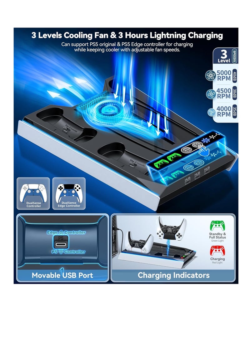 Tokluck PS5 Wall Mount, Cooling Station for PS5 Slim/Original PS5 Disc & Digital, PS5 Fan 3 Levels, PS5 Accessories for PS5 Controller Charger  - Image 4