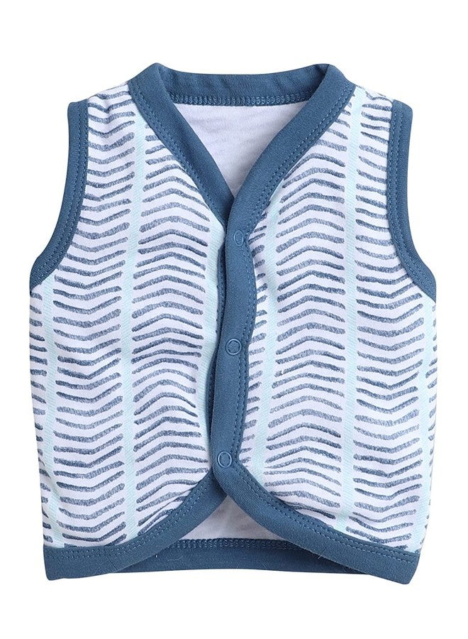 TiniBerry Baby Boy's & Baby Girl's Cotton Front Open Sleeveless Vest Tees (Pack of 4) (3-6 Months, Nevy Blue) - Image 4