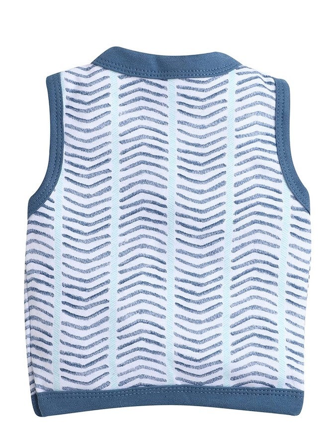 TiniBerry Baby Boy's & Baby Girl's Cotton Front Open Sleeveless Vest Tees (Pack of 4) (3-6 Months, Nevy Blue) - Image 5