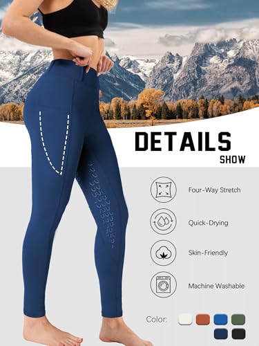 DMVOD Women's Horse Riding Pants Active Silicon Grip Full Seat Breeches for Women Equestrian Pants Blue S - Image 5