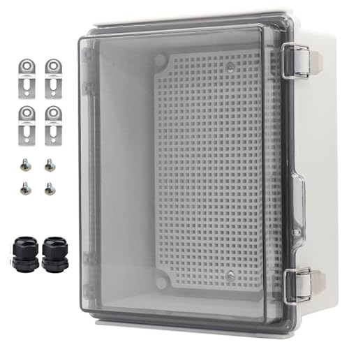 YETLEBOX Outdoor Waterproof Electrical Box Junction Box Weatherproof IP67 ABS Plastic Enclosure Switch Router Project Box Electronics Enclosure with Mounting Plate Wall Bracket Clear 8.7"x6.7"x4.3" - Image 1