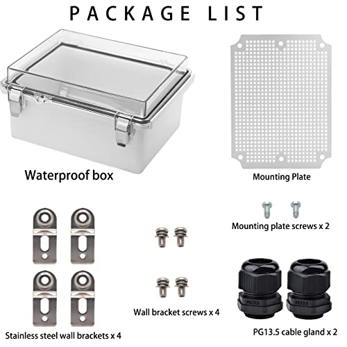 YETLEBOX Outdoor Waterproof Electrical Box Junction Box Weatherproof IP67 ABS Plastic Enclosure Switch Router Project Box Electronics Enclosure with Mounting Plate Wall Bracket Clear 8.7"x6.7"x4.3" - Image 4
