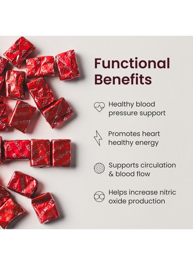 Humann - humanN SuperBeets Heart Chews, Nitric Oxide and Blood Pressure Support, Grape Seed Extract & Non-GMO Beet Root Powder Energy Chew, Pomegranate Berry Flavor, 60 Count - Image 1