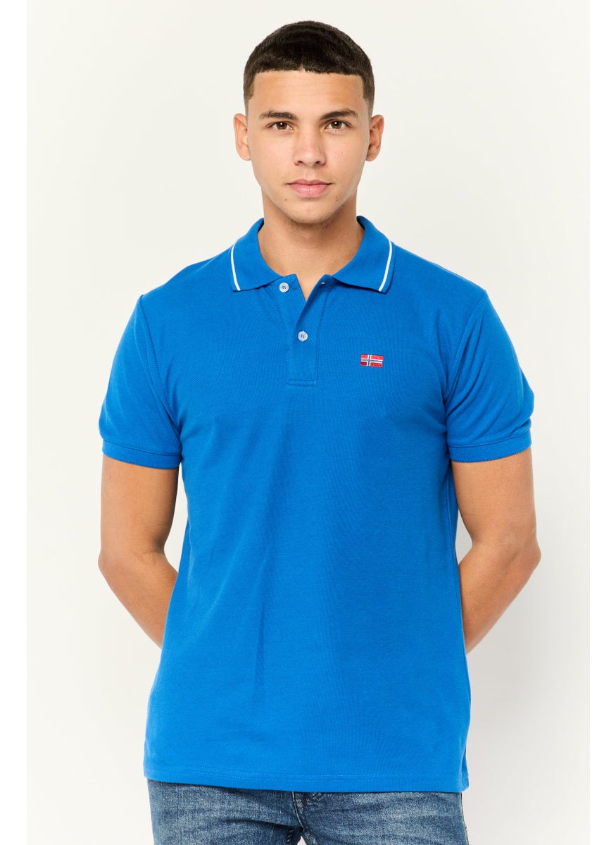 Nordland Men Regular Fit Embroidered Short Sleeves Polo Shirt, Blue  - Image 1