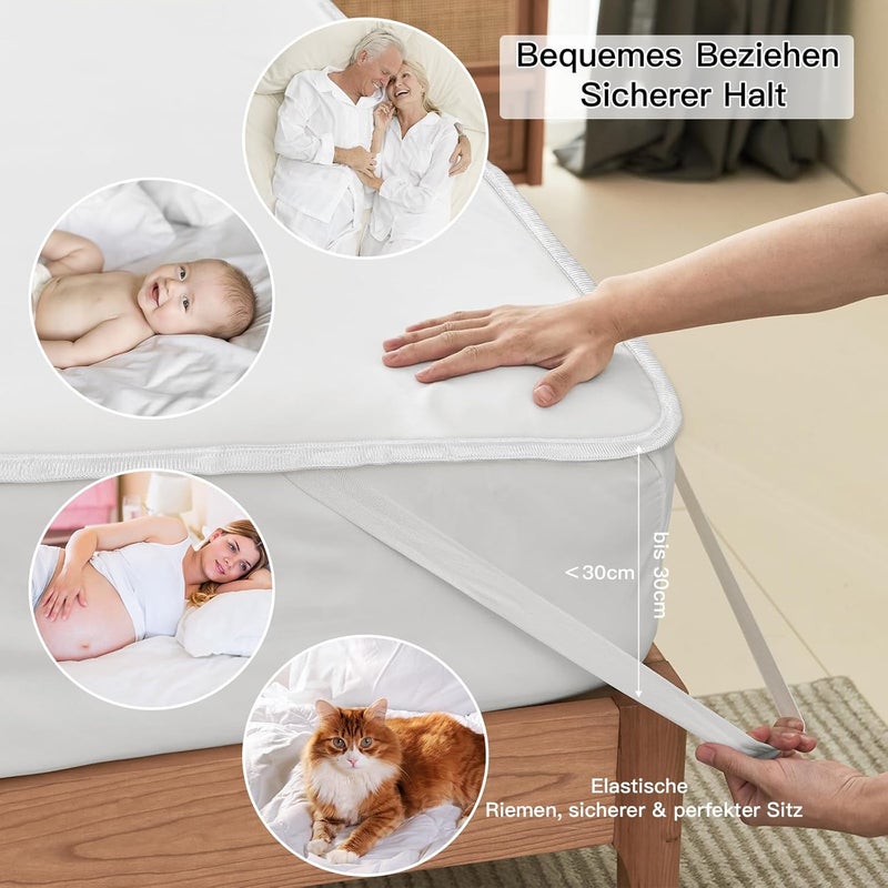 ohano Mattress Protector 120 x 200 cm Waterproof Incontinence Pad Washable Mattress Protector Waterproof Mattress Covers Incontinence Bed Underlay Waterproof Mattress Topper - White - Image 4