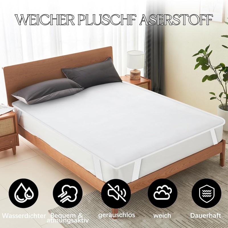 ohano Mattress Protector 120 x 200 cm Waterproof Incontinence Pad Washable Mattress Protector Waterproof Mattress Covers Incontinence Bed Underlay Waterproof Mattress Topper - White - Image 2