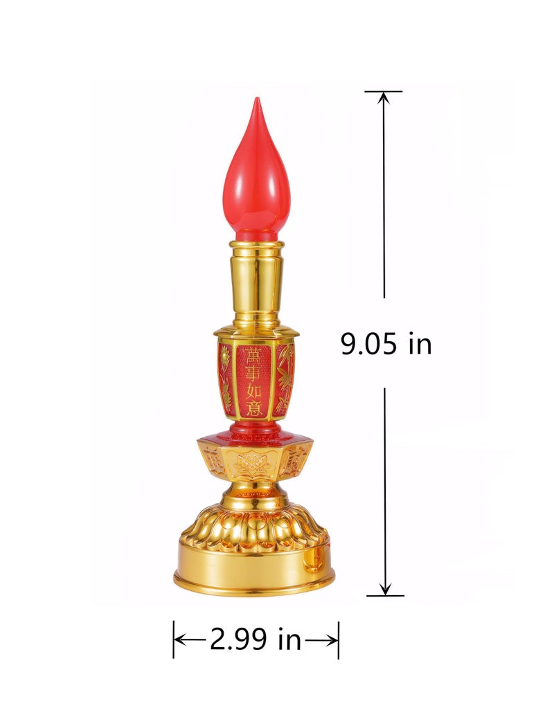 Omeet Led Retro Chinese Candle lamp Vintage Style Retro Nostalgic Ancient Chinese Style Buddhist Supplies - 1 Pair - Image 3