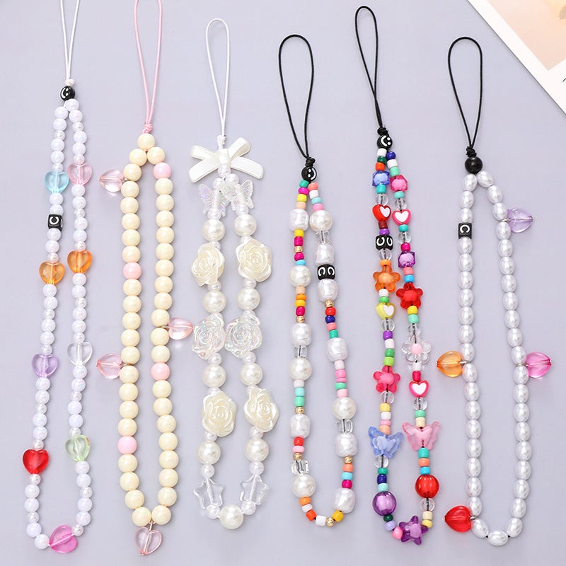 Acrylic Beaded Love Phone Chain – Anti-Drop Mobile Phone Lanyard with Heart Pattern - Image 2