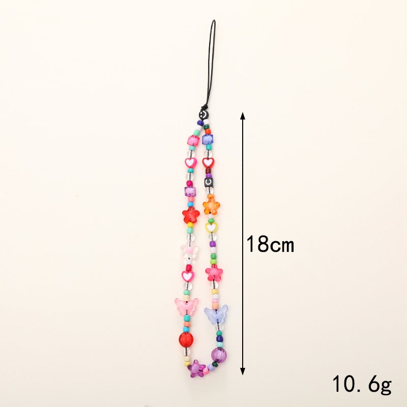 Acrylic Beaded Love Phone Chain – Anti-Drop Mobile Phone Lanyard with Heart Pattern - Image 3