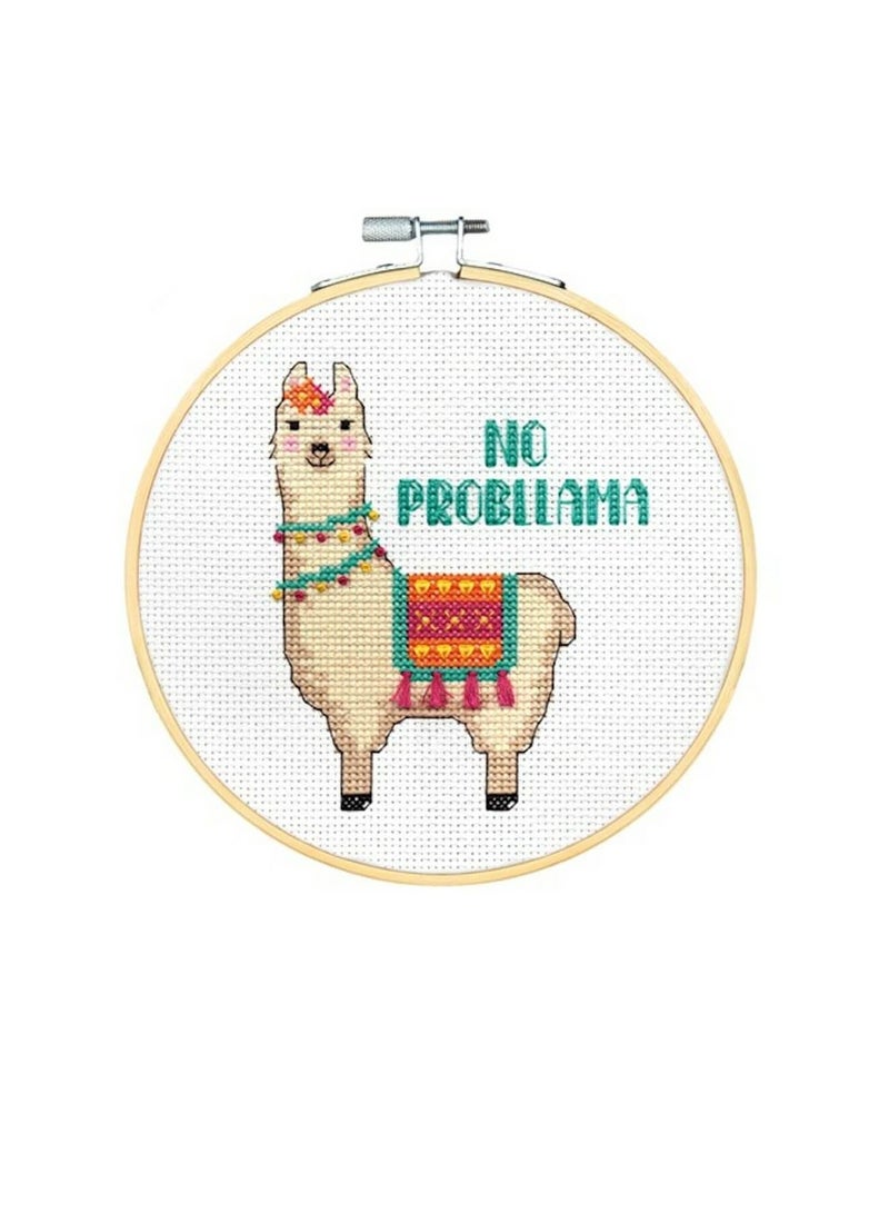 Cross Stitch Kit with Hoop 6in No Probllama - Image 2