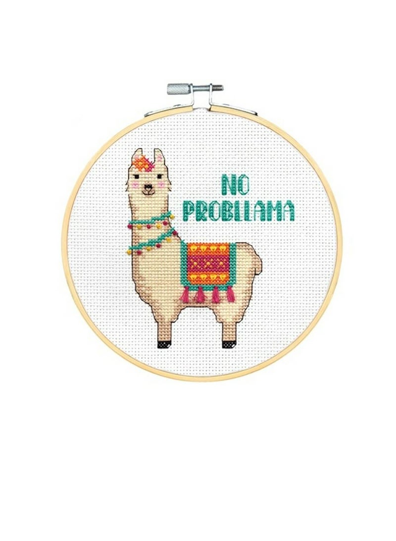 Cross Stitch Kit with Hoop 6in No Probllama - Image 3