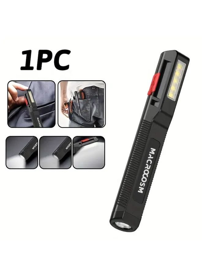 USB Rechargeable LED Pen Light Portable Mini Flashlight With Side Emergency Lamp - Image 1