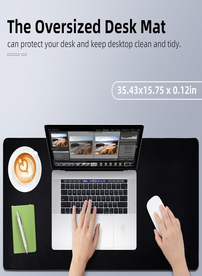 Anyrock وسادة ماوس سوداء - مقاس 35.4 × 15.7 بوصة، وسادة ماوس كبيرة جدًا بقاعدة مطاطية مانعة للانزلاق وحواف مخيطة، مناسبة لأجهزة الكمبيوتر المحمولة ولوحات المفاتيح وسطح المكتب، مثالية للألعاب والعمل والمكتب والمنزل - Image 2