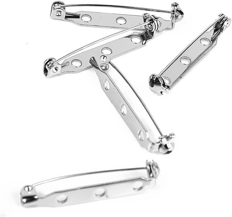 Back Clasp Brooch pin badges50Pcs Pins Brooch Bar Backs Badge Fasteners for Jewellery Making Craft, Silver - Image 1