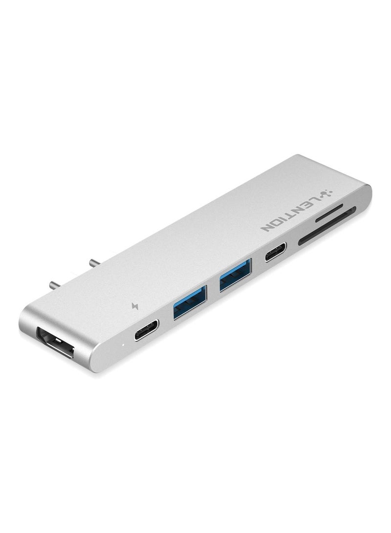 Lention LENTION USB C Portable Hub with 100W Power Delivery, 40Gbps USB C Data Adapter, 4K HDMI, 2 USB 3.0, SD/Micro SD Card Reader Compatible 2016-2023 MacBook Pro 13/15/16, New Mac Air (CB-CS63, Silver)  - Image 1