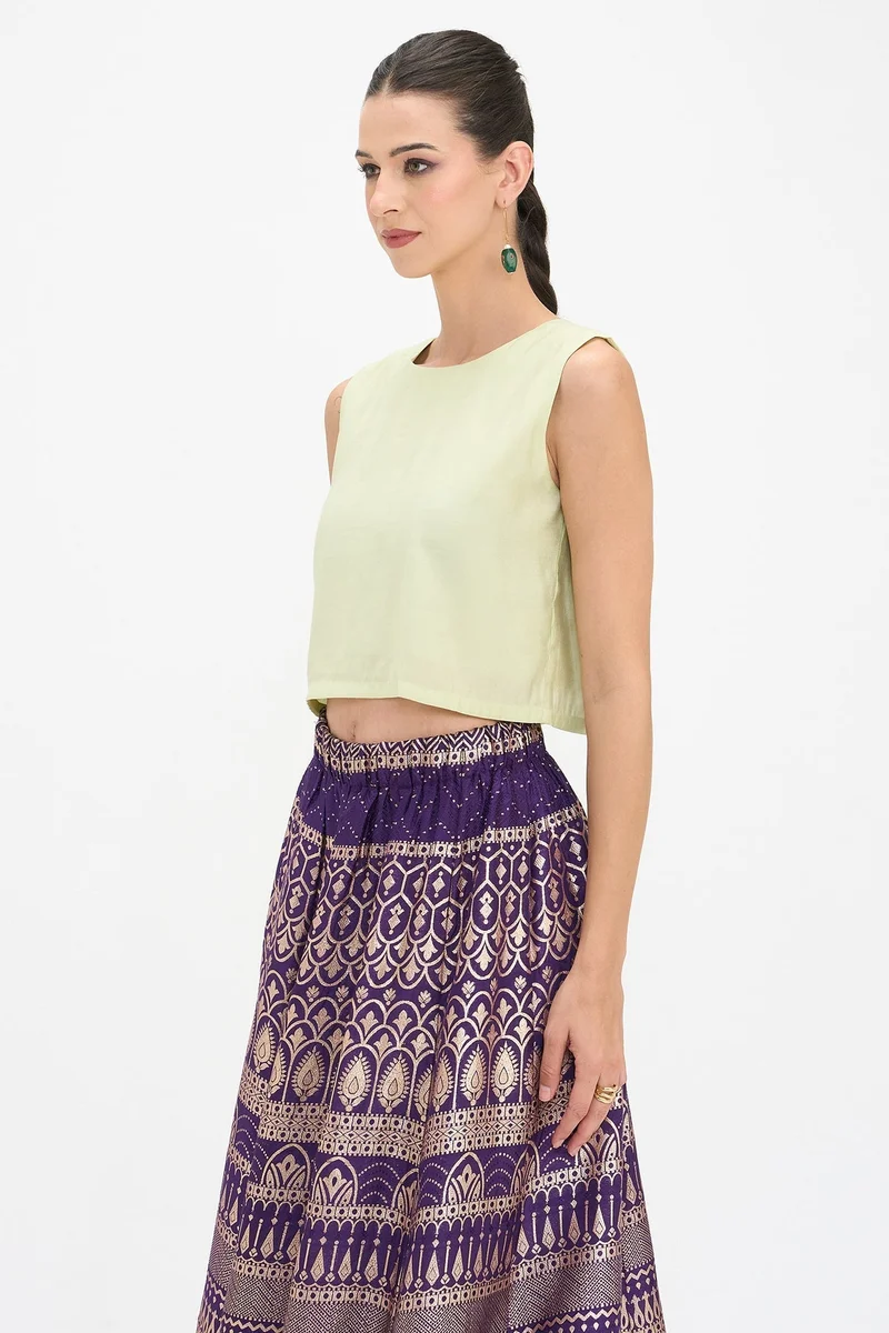 Virgio  Solid Viscose Cropped Boxy Top for Women for Women | Best Price UAE