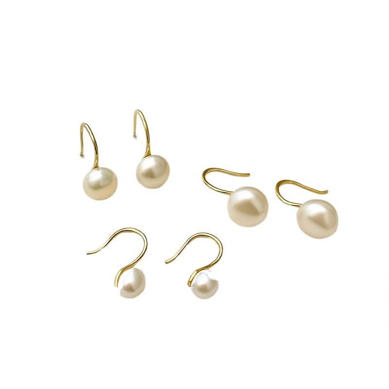 SK Gold Pearl Earrings with Silver Tone Finish and Lightweight Huggie Profile for Daily Wear and Elegant Styling - Image 3
