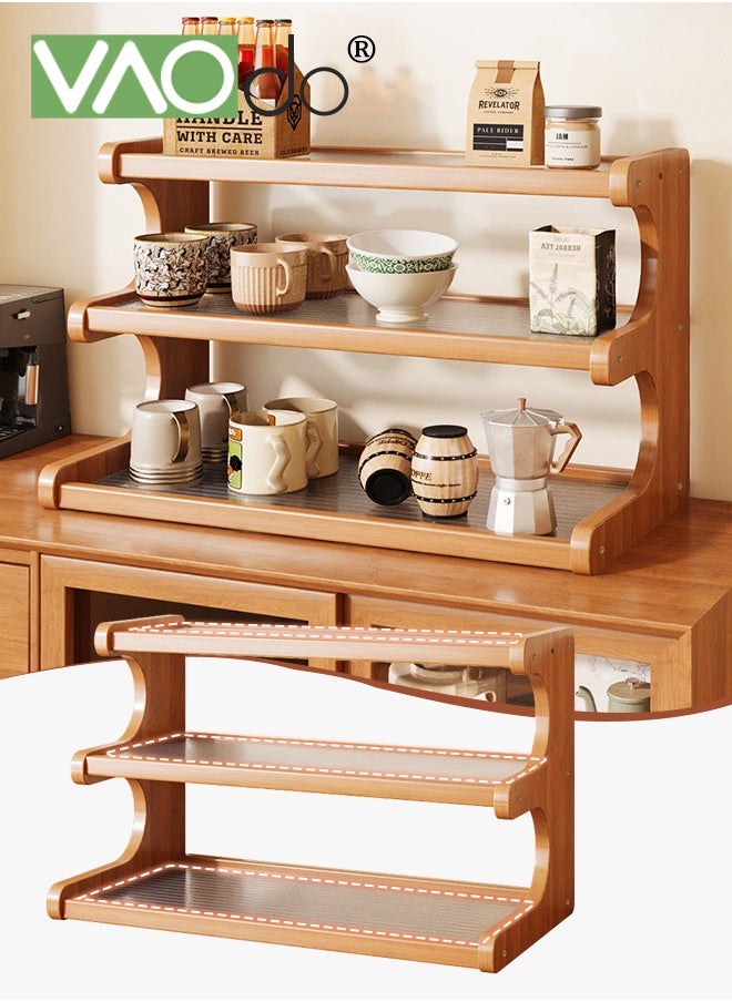 VAOdo 3 Tier Cup Drying Rack,  Wood and Acrylic Material Multi-Functional Storage Rack, Coffee Mug Racks Easy to Install and Clean, Countertop Bathroom Organizer, for Home Bathroom Kitchen Glass cup and Food for Kitchen, Home, Coffee Bar  - Image 1