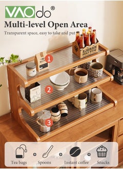 VAOdo 3 Tier Cup Drying Rack,  Wood and Acrylic Material Multi-Functional Storage Rack, Coffee Mug Racks Easy to Install and Clean, Countertop Bathroom Organizer, for Home Bathroom Kitchen Glass cup and Food for Kitchen, Home, Coffee Bar  - Image 2