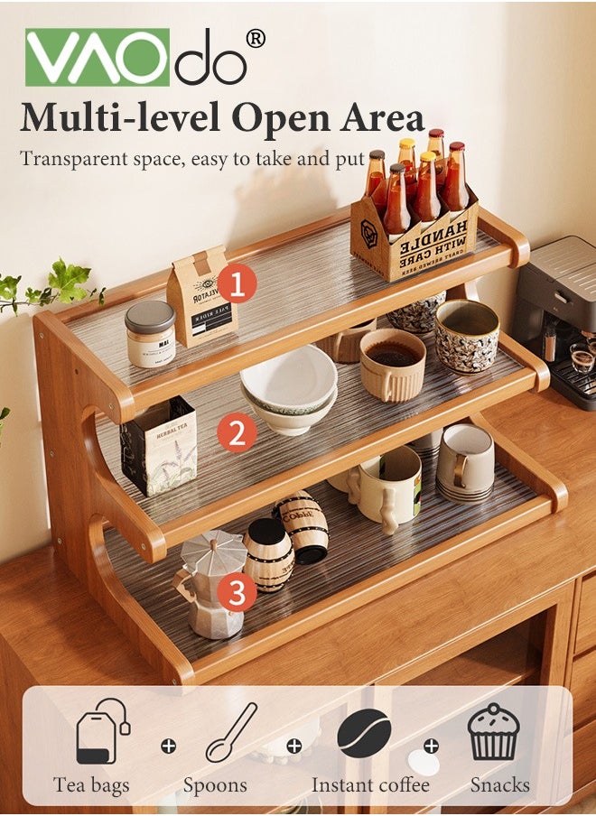 VAOdo 3 Tier Cup Drying Rack,  Wood and Acrylic Material Multi-Functional Storage Rack, Coffee Mug Racks Easy to Install and Clean, Countertop Bathroom Organizer, for Home Bathroom Kitchen Glass cup and Food for Kitchen, Home, Coffee Bar  - Image 2