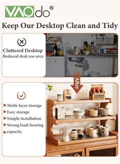 VAOdo 3 Tier Cup Drying Rack,  Wood and Acrylic Material Multi-Functional Storage Rack, Coffee Mug Racks Easy to Install and Clean, Countertop Bathroom Organizer, for Home Bathroom Kitchen Glass cup and Food for Kitchen, Home, Coffee Bar  - Image 4