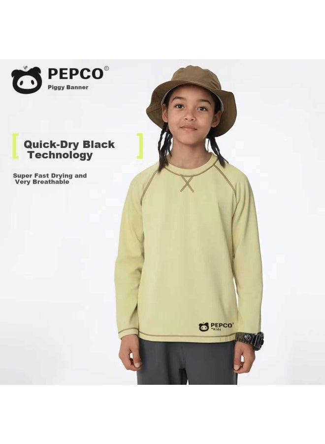 Pepco Kids Long Sleeve Quick-dry T-shirt Children's Base Layer Top Outdoor Breathable Sportswear Yellow 130 - Image 1
