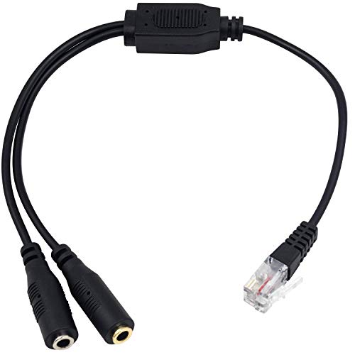 Poyiccot RJ9 to 3.5mm Adapter, RJ9 Male to Dual 3.5mm Female Headphone Adapter for Telephone Audio Adapter Headset Buddy Cable for Office - Image 1