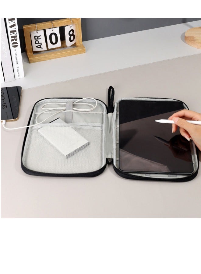 Leather Electronic Accessories Case Portable Cable Storage Bag Travel Gadget Carry Case Waterproof Accessories Pouch Perfect Fit for 9.7”iPad,iPhone,Cables,Power Bank (Grey)  - Image 5