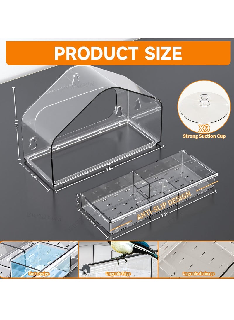 Ming acrylic outdoor bird cage parrot cage punch-free suction cup bird feeder pet supplies wall-mounted - Image 2