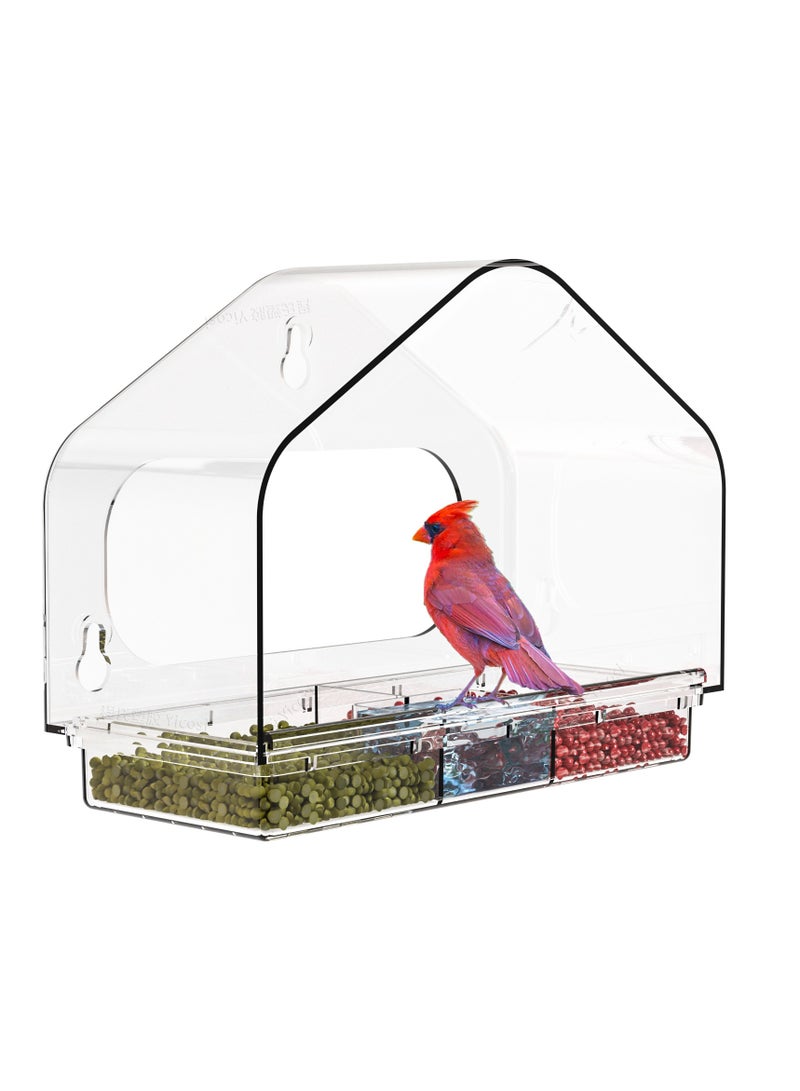 Ming acrylic outdoor bird cage parrot cage punch-free suction cup bird feeder pet supplies wall-mounted - Image 1