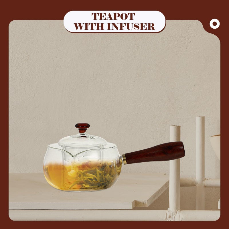 Heat Resistant Glass Teapot with Infuser Strainer for Loose Leaf Tea Brewing Home Office - Image 4