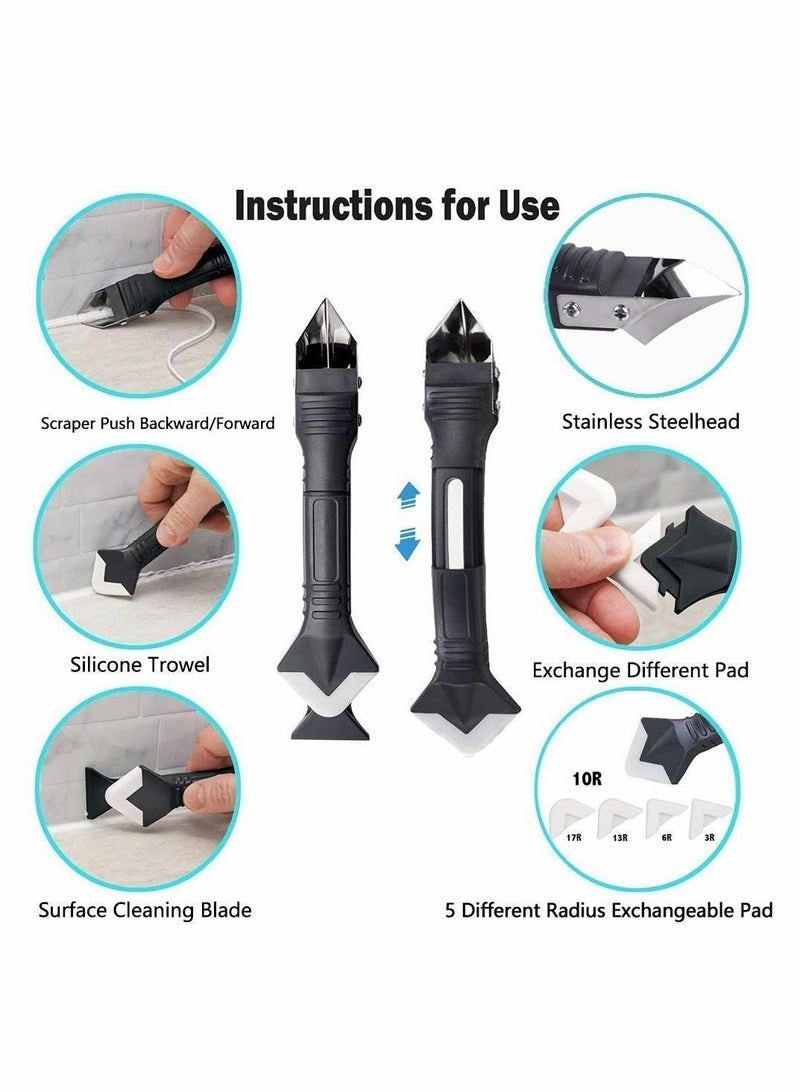 Y&D Caulking Tools, 3 In 1 Finishing Tool Kit Silicone Sealant Caulk Grout Remover Scraper and Nozzle Applicator for Kitchen, Bathroom, Window Sink Joint - Image 4