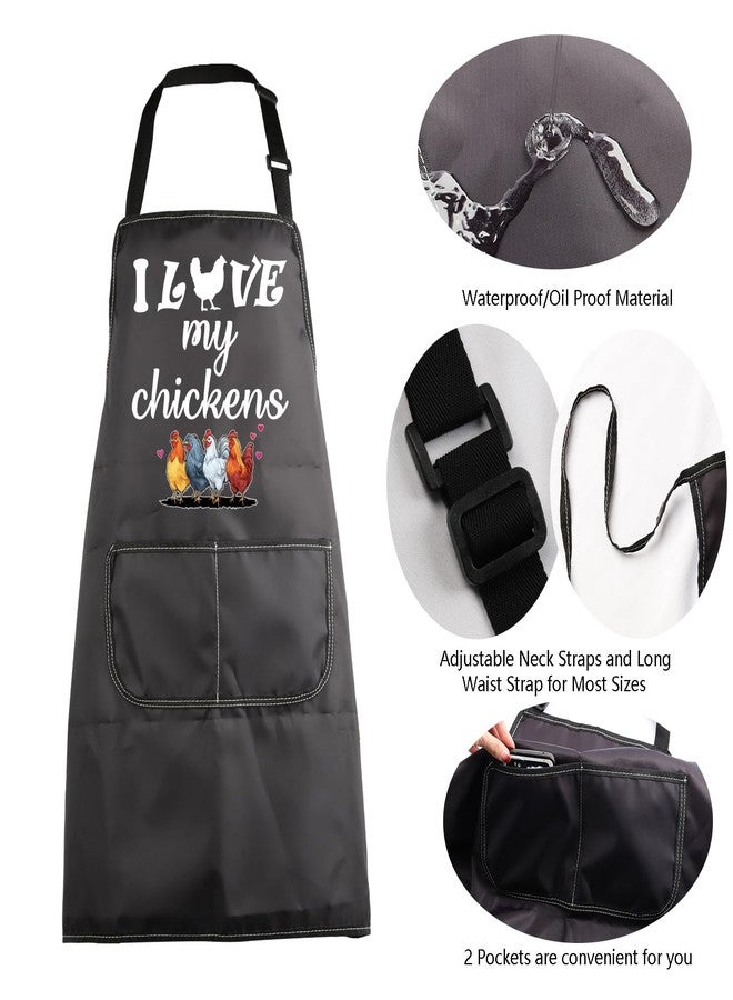 MBMSO Funny I Love Chickens Gifts for Chicken Lover Farmhouse Apron (Black) - Image 5