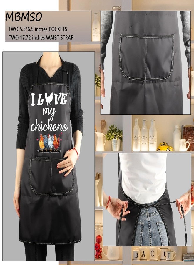 MBMSO Funny I Love Chickens Gifts for Chicken Lover Farmhouse Apron (Black) - Image 3