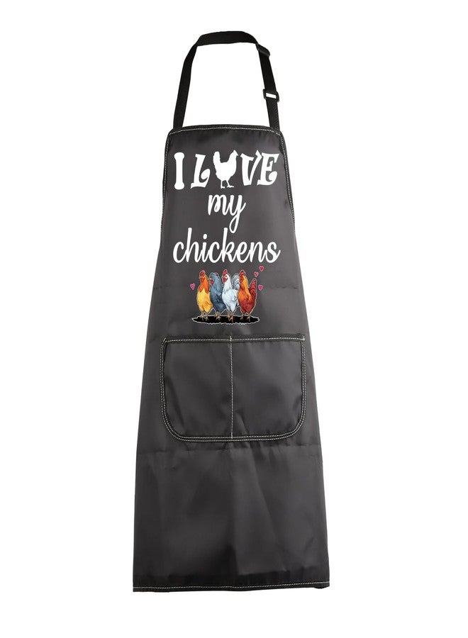 MBMSO Funny I Love Chickens Gifts for Chicken Lover Farmhouse Apron (Black) - Image 1