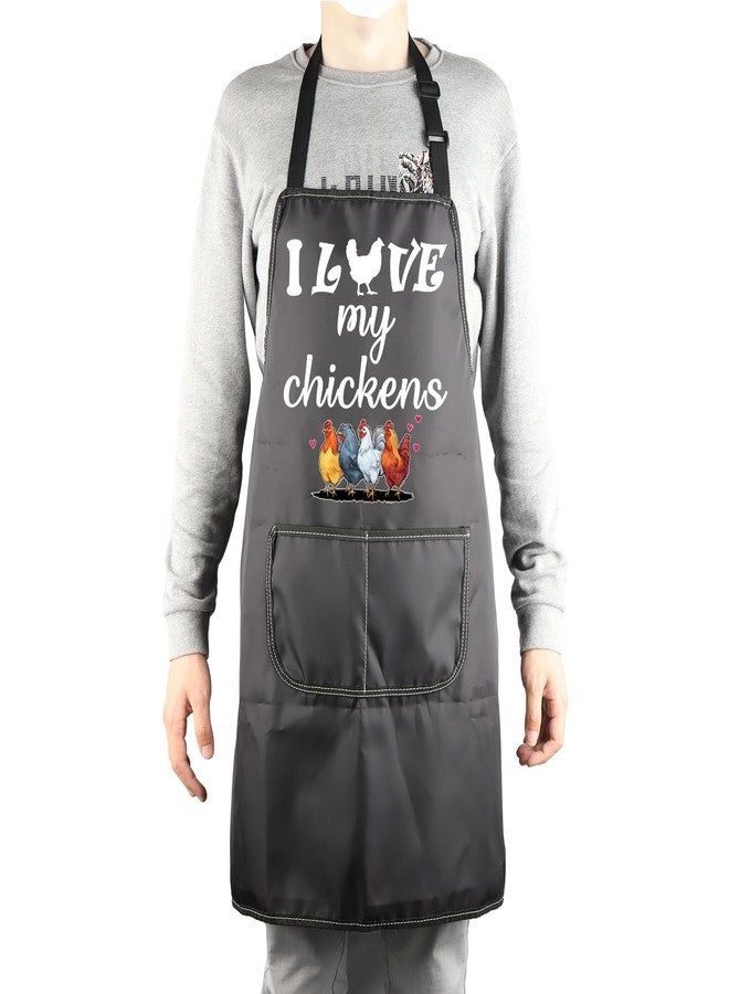 MBMSO Funny I Love Chickens Gifts for Chicken Lover Farmhouse Apron (Black) - Image 4