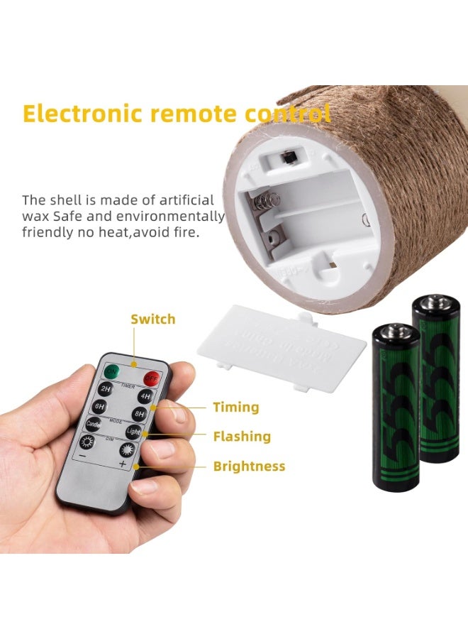 Arabest Flameless Candles Flickering with Timer, Set of 3 Battery Pillar Candles with Hemp Rope, Realistic Wax Candle Lights for Summer Party Home Table Décor - Image 5