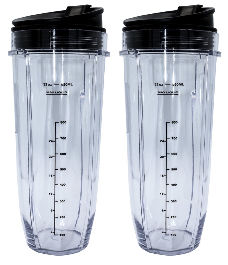 BLENDIN Blendin 32 Ounce Cup with Sip N Seal To Go Lids  Extra Large Replacement Jar Compaible with Nutri Ninja AutoiQ 1000W and Duo Blenders  Premium Blender Cups Replacement 2 Pack