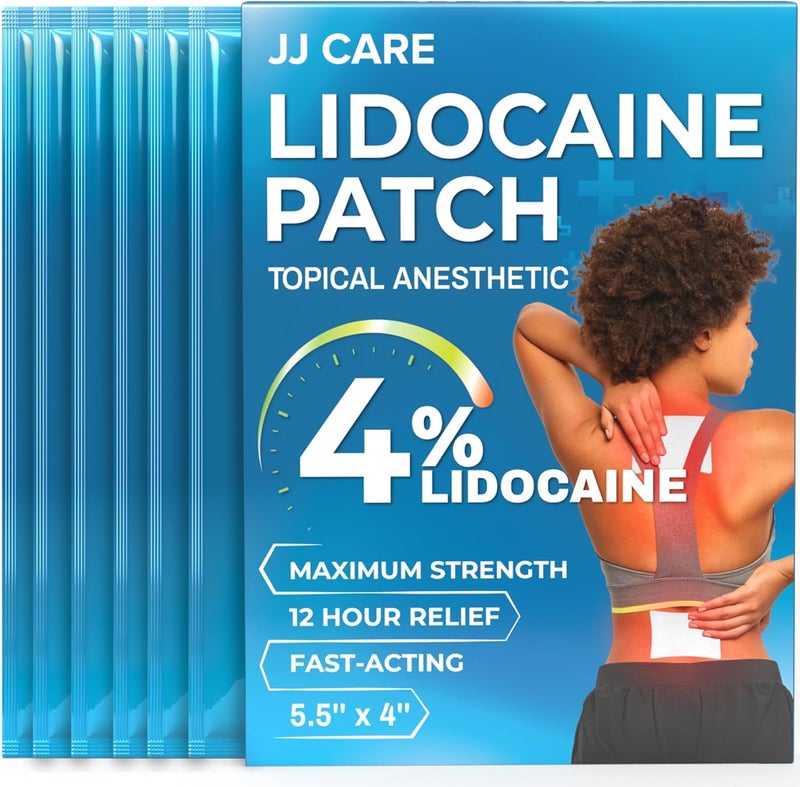 JJ CARE لصقات ليدوكائين من JJ CARE عبوة 30 4 × 55 ليدوكائين 4 أقصى قوة لتخفيف آلام الظهر السريعة من آلام الظهر والرقبة والكتف وآلام العضلات - Image 1