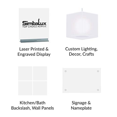 SimbaLux Acrylic Sheet White 32% Translucent Cast Plexiglass 12” x 12” Square Panel 1/8” Thick (3mm) Pack of 2 Plastic Plexi Glass Board with Protective Paper for Signs, DIY Display Projects, Craft - Image 3
