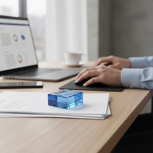 Shuban Stylish Rainbow Acrylic Paper Weight for Office Study Table Stylish Gifting Items (6x6x3 Cm) (Blue-2 Pcs) - Image 4