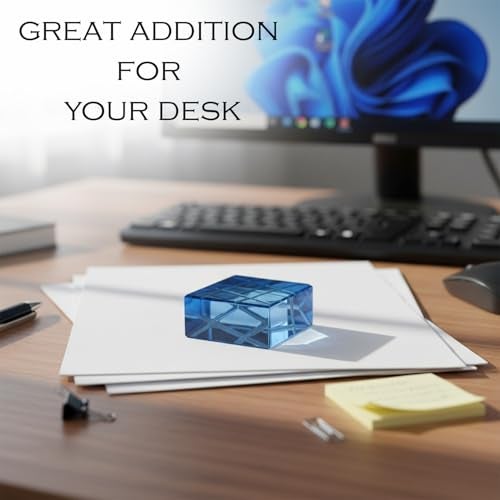 Shuban Stylish Rainbow Acrylic Paper Weight for Office Study Table Stylish Gifting Items (6x6x3 Cm) (Blue-2 Pcs) - Image 3
